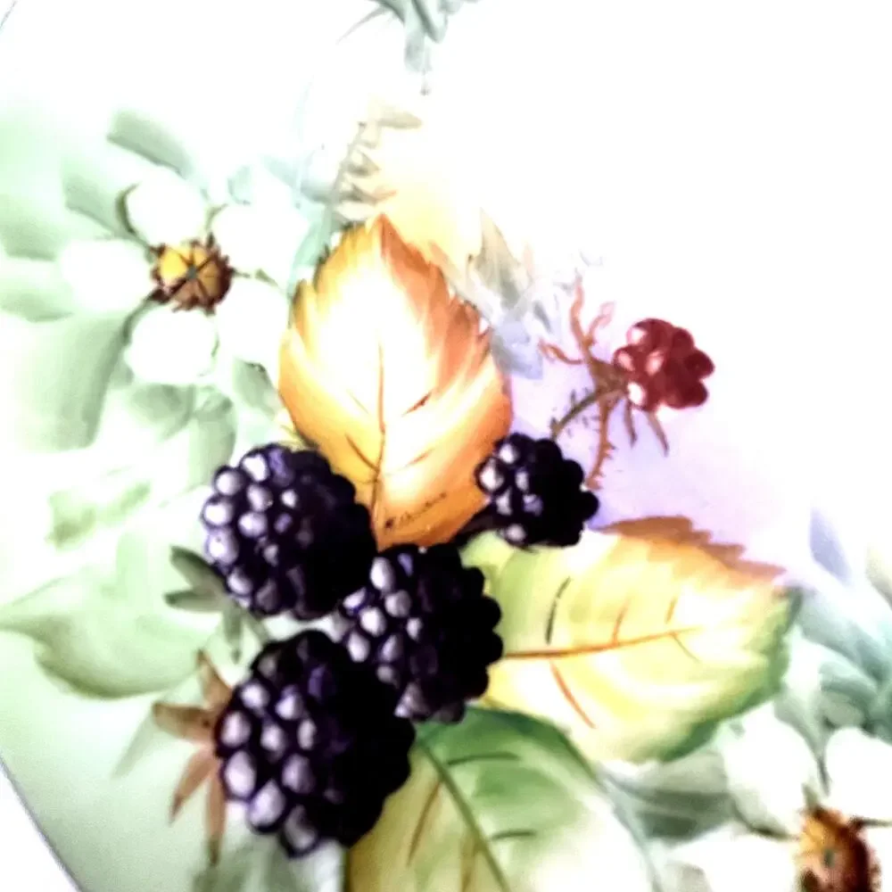 SKU2495 Queen Louise 6 Inch Round Decorative Plate Blueberries Floral China